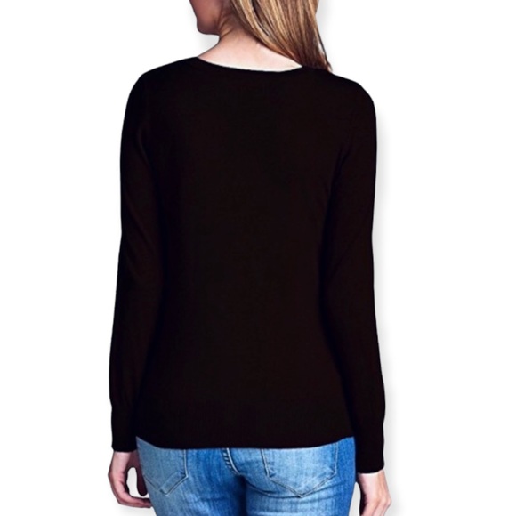 Active USA Black Classic Tailored V- Neck Sweater - Picture 6 of 7